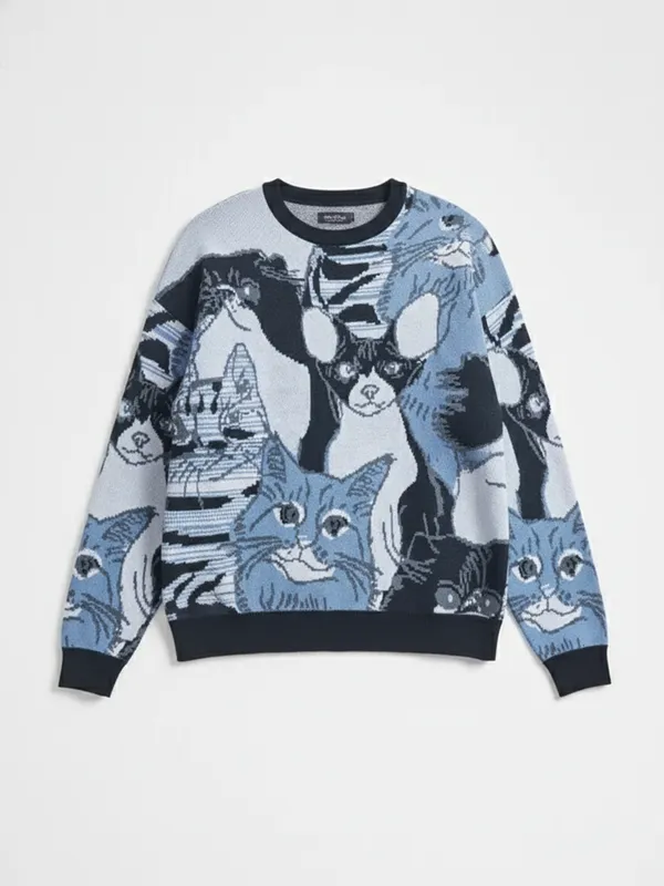 Highlander Men Blue Round Neck Pullover Sweater