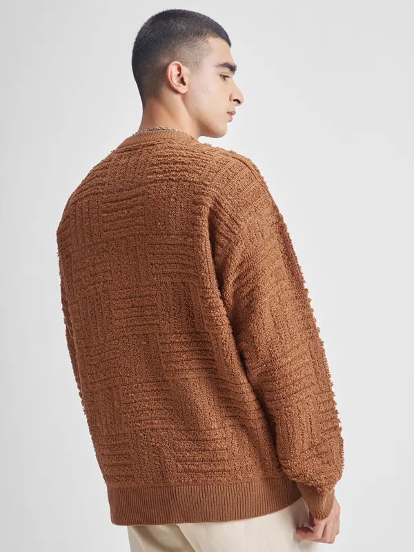 Highlander Men Brown Round Neck Pullover Sweater