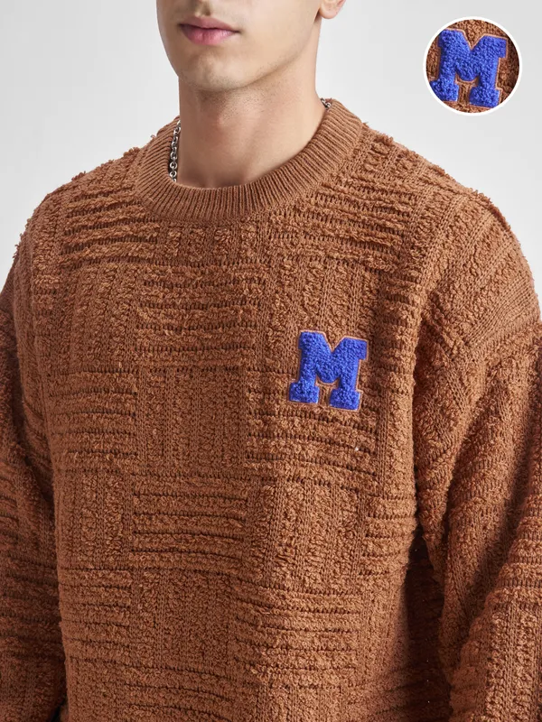 Highlander Men Brown Round Neck Pullover Sweater