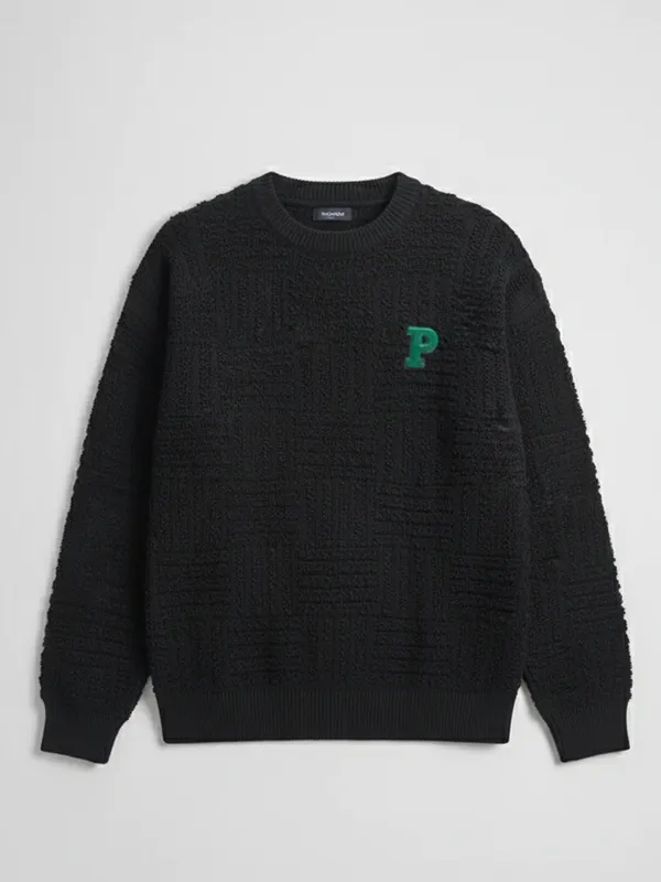 Highlander Men Black Round Neck Pullover Sweater