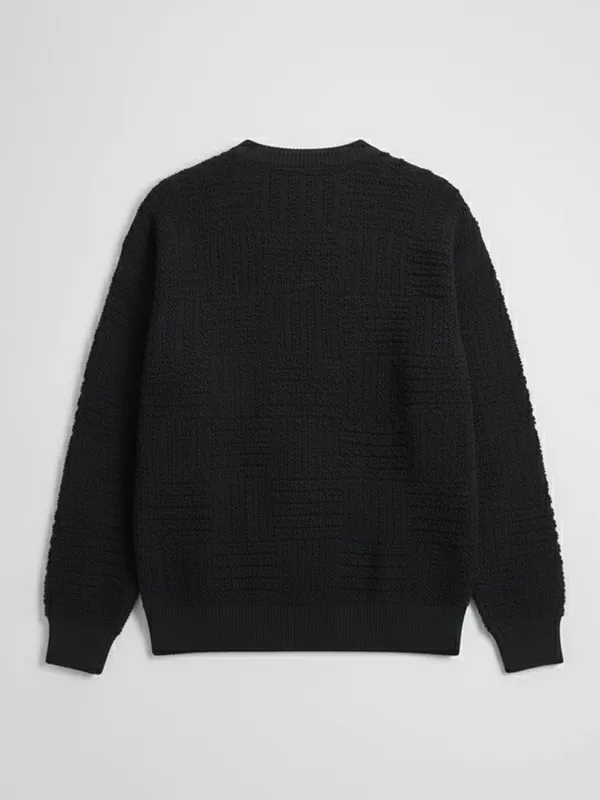 Highlander Men Black Round Neck Pullover Sweater