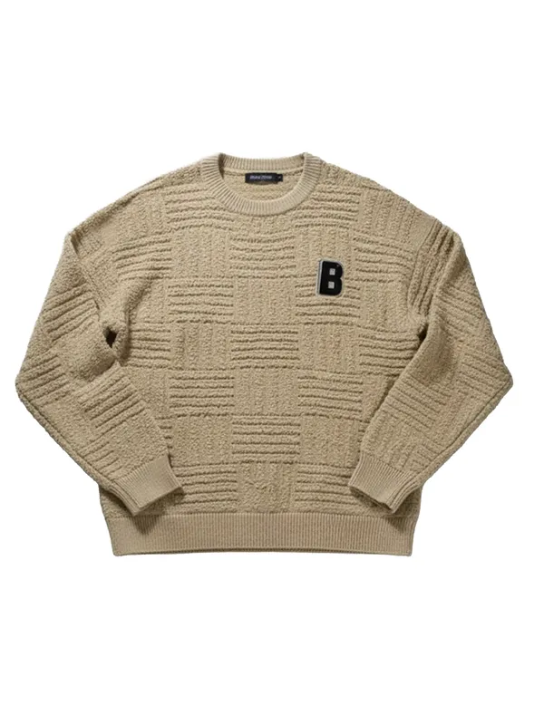 Highlander Men Beige Round Neck Pullover Sweater