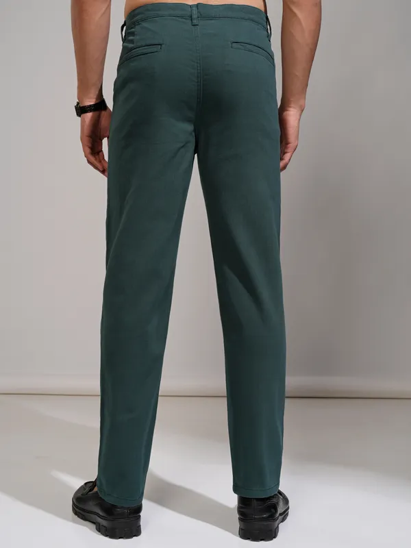  Highlander Men Teal Tapered Fit Solid Casual Trousers