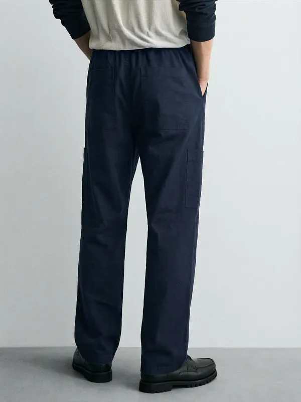 Highlander Men Navy Blue Loose Fit Solid Cargo