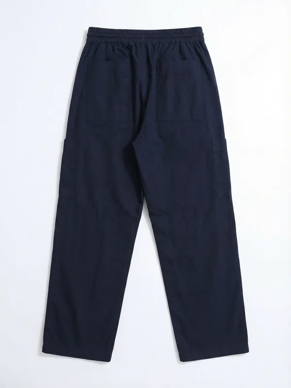 Highlander Men Navy Blue Loose Fit Solid Cargo