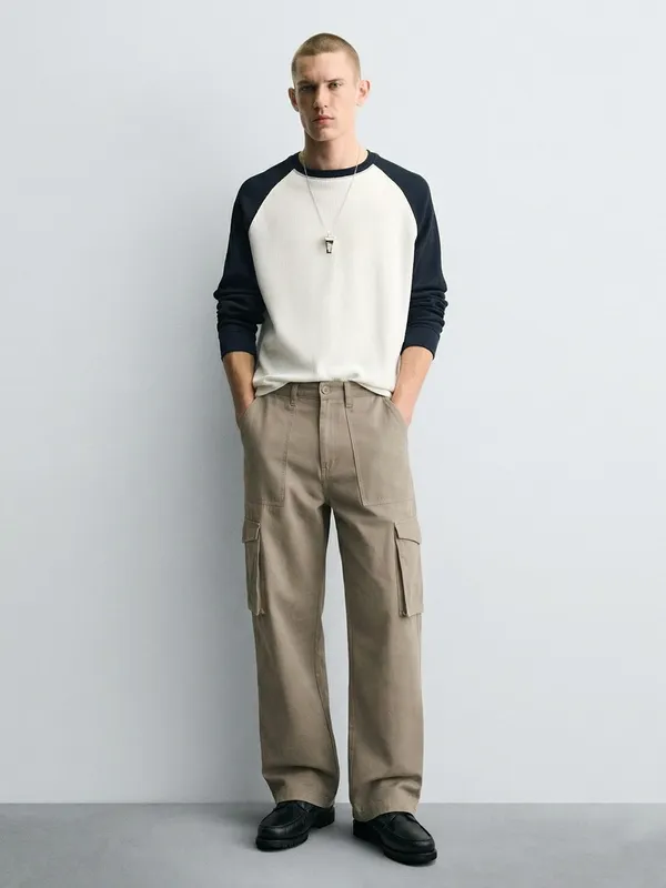 Highlander Men Taupe Regular Fit Solid Cargo