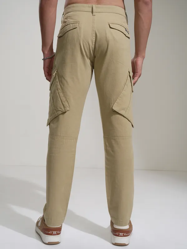 Highlander Men Brown Slim Fit Solid Cargos