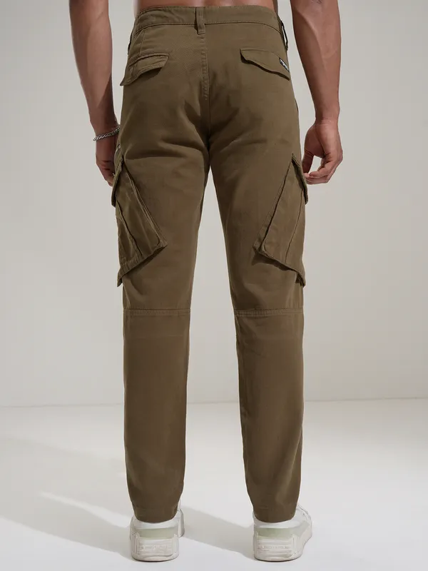 Highlander Men Brown Slim Fit Solid Cargos