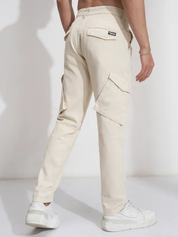 Highlander Men Turquoise Blue Slim Fit Solid Cargos