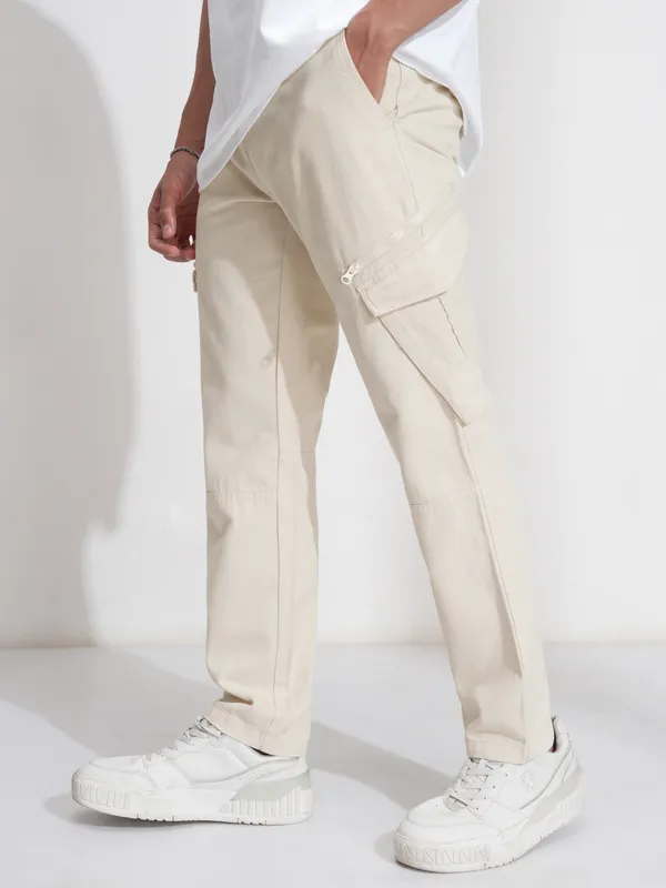 Highlander Men Turquoise Blue Slim Fit Solid Cargos