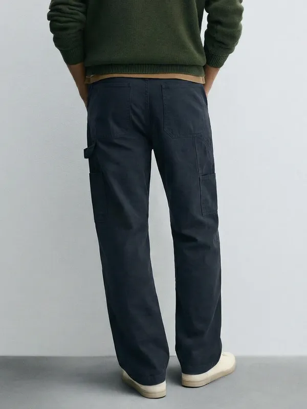 Highlander Men Blue Straight Fit Solid Cargo