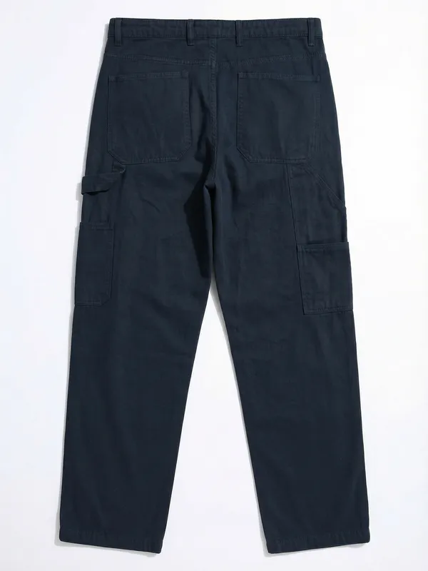 Highlander Men Blue Straight Fit Solid Cargo