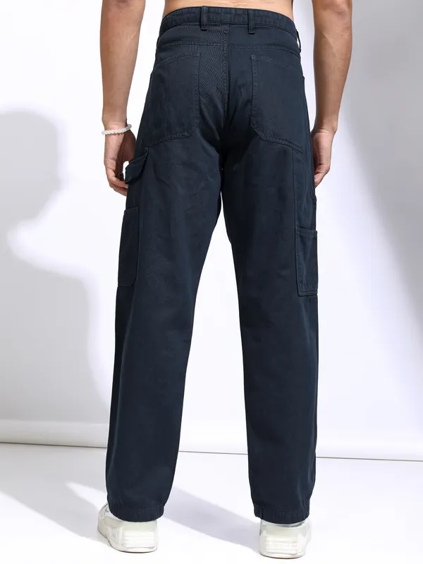 Highlander Men Blue Straight Fit Solid Cargo