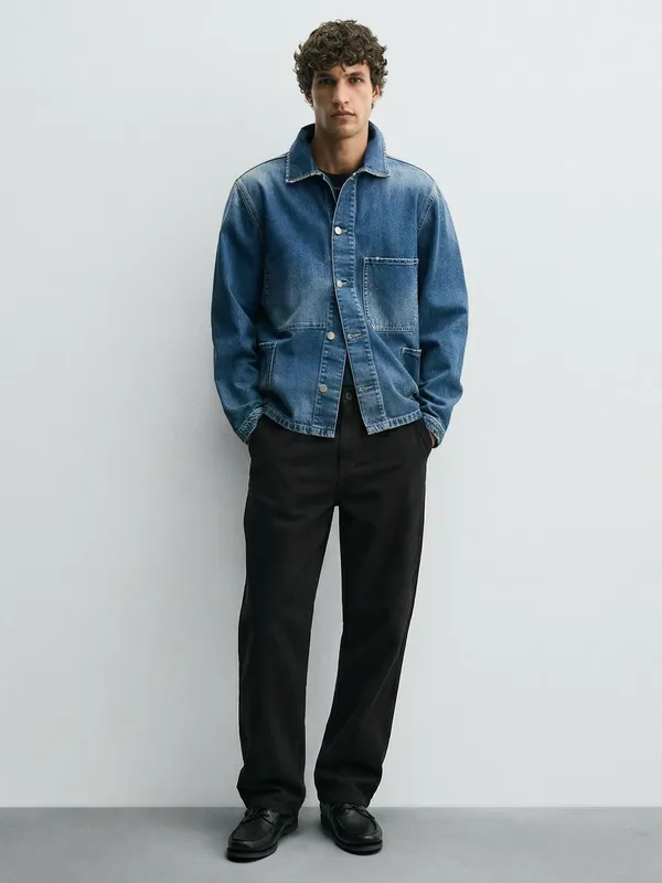 Highlander Men Black Carpenter Fit Solid Cargo