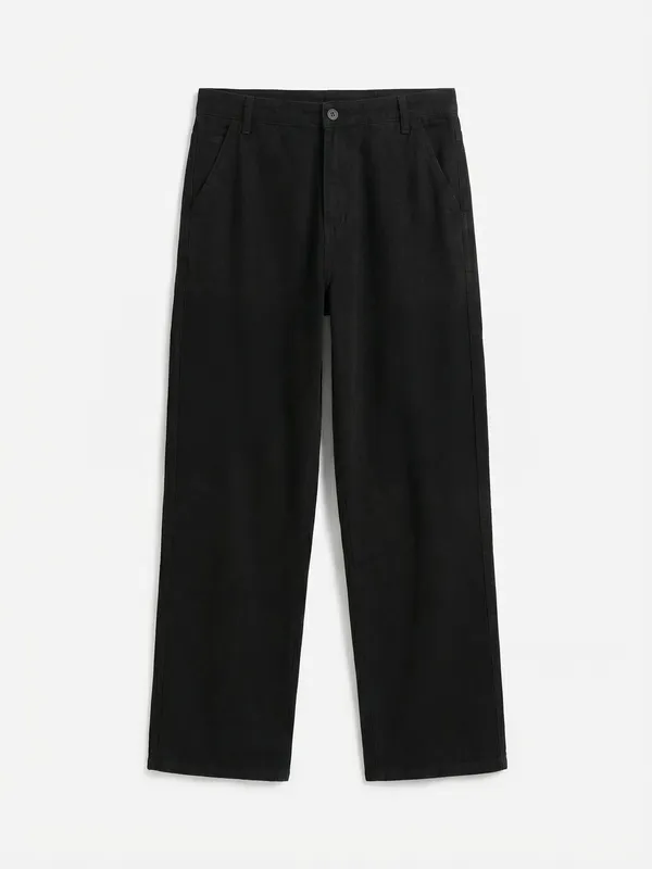 Highlander Men Black Carpenter Fit Solid Cargo