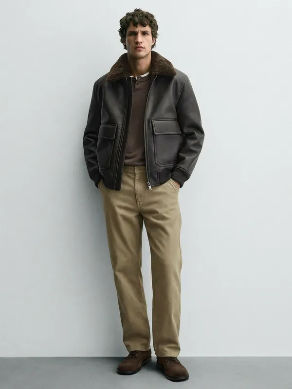 Highlander Men Brown Straight Fit Solid Casual Trouser