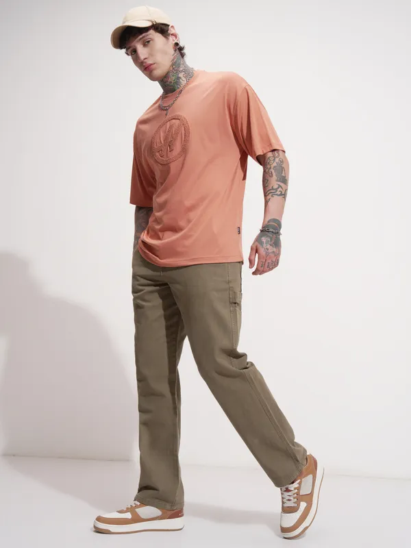 Highlander Men Green Straight Fit Solid Casual Trouser