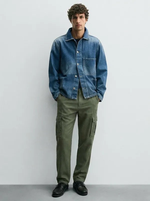 Highlander Men Green Straight Fit Solid Cargo