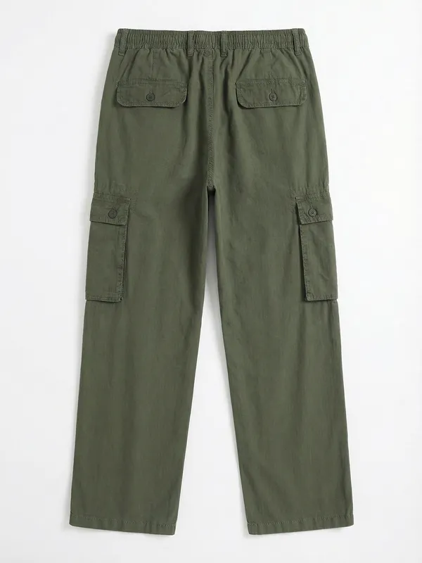 Highlander Men Green Straight Fit Solid Cargo