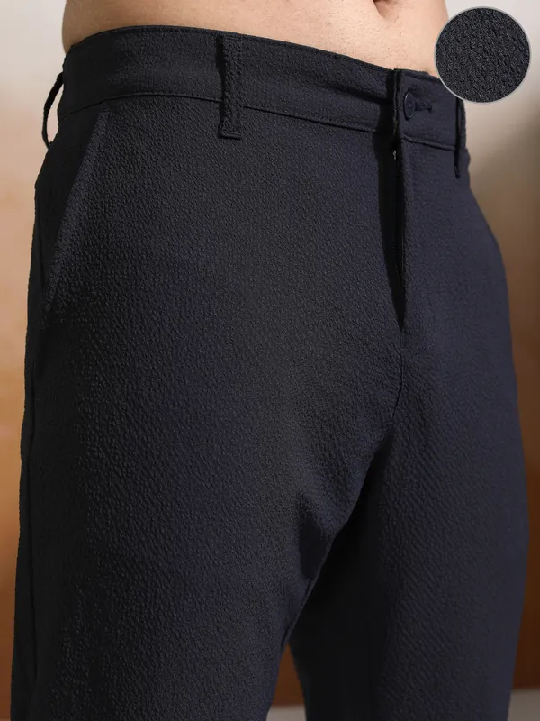 Highlander Men Blue Solid Slim Fit Casual Trouser