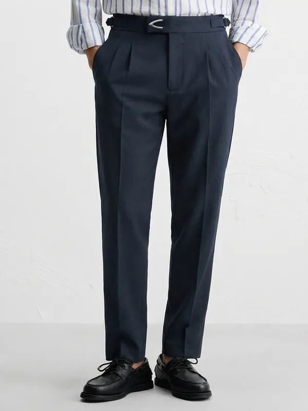 Highlander Men Navy Blue Regular Fit Solid Chinos