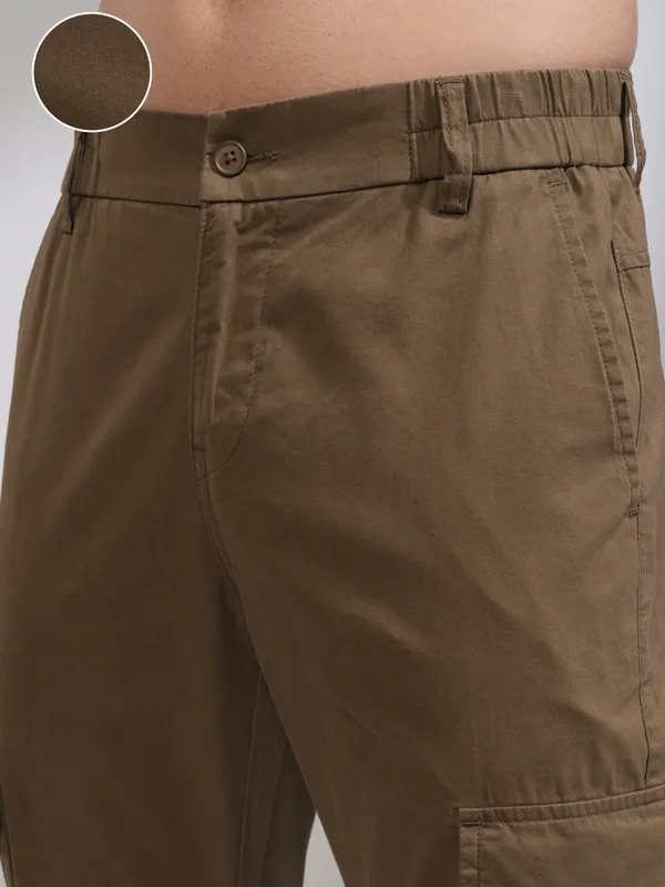 Highlander Men Brown Slim Fit Solid Cargos