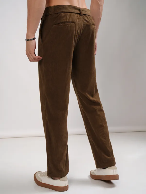 Highlander Men Brown Relaxed Fit Solid Korean Pants