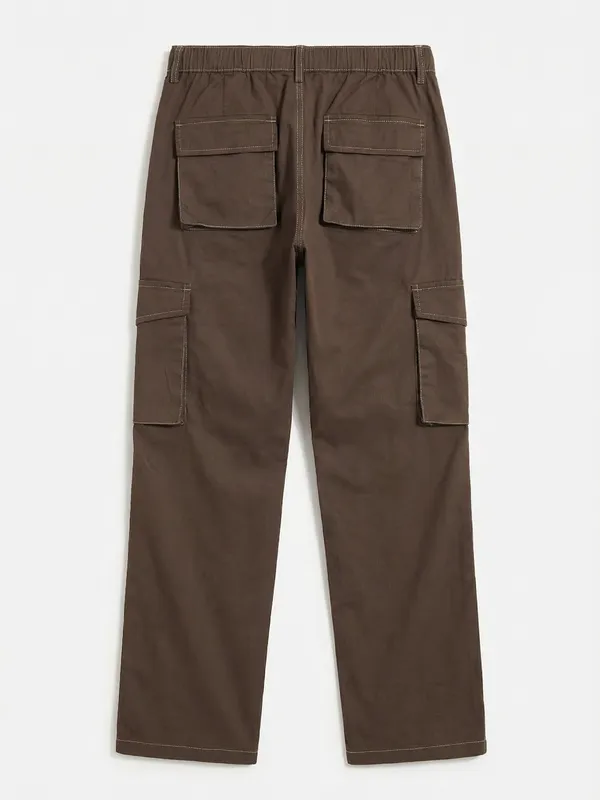 Highlander Men Brown Straight Fit Solid Cargo