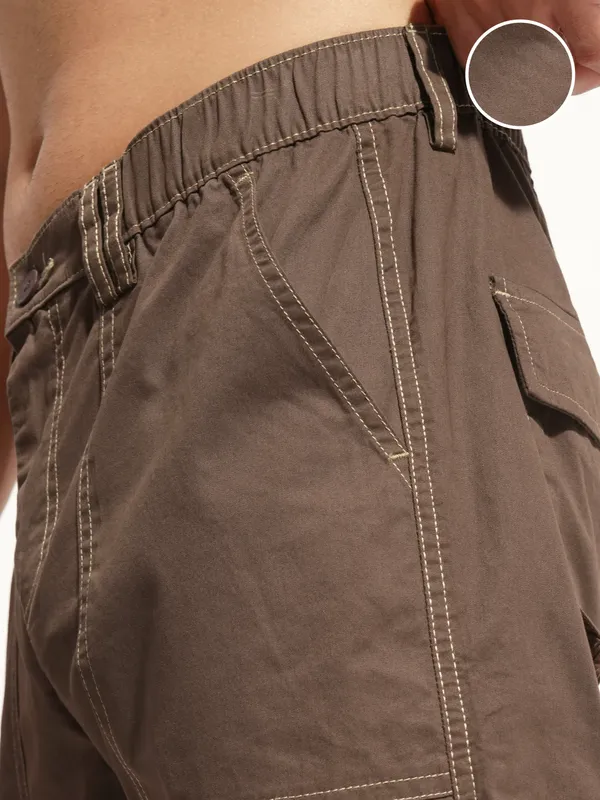 Highlander Men Brown Straight Fit Solid Cargo