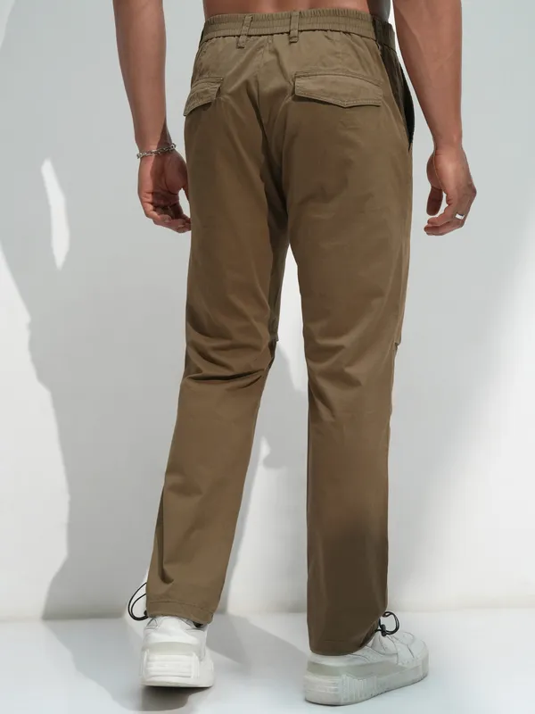 Highlander Men Brown Solid Straight Fit Wide Leg