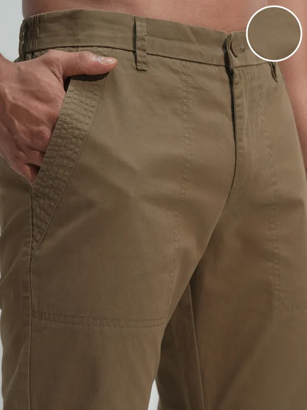 Highlander Men Brown Solid Straight Fit Wide Leg
