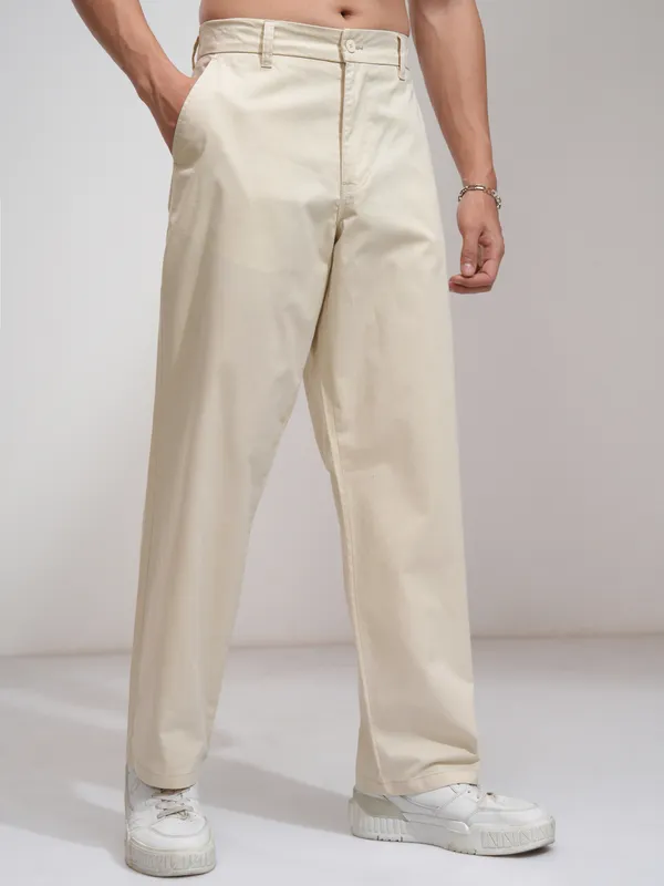 Men Straight Fit Casual Trouser
