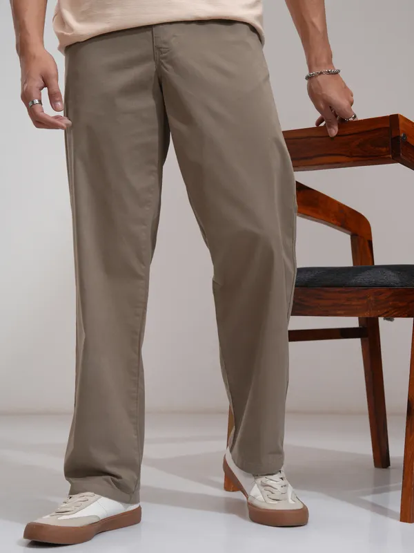Men Straight Fit Casual Trouser