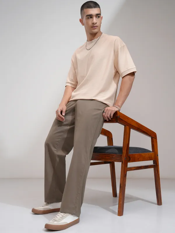 Men Straight Fit Casual Trouser