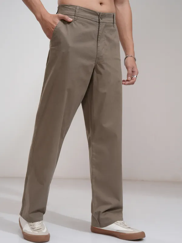 Men Straight Fit Casual Trouser