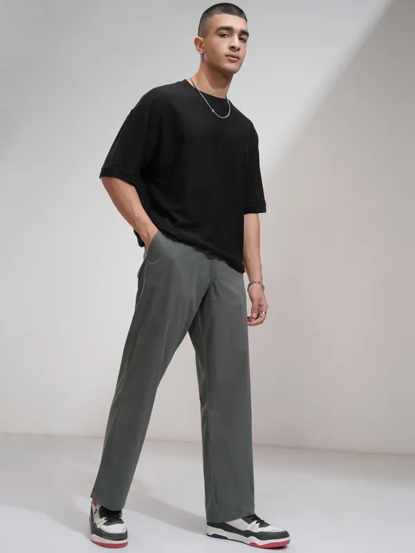 Men Straight Fit Casual Trouser