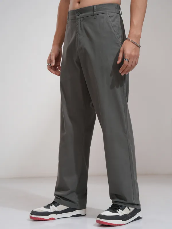 Men Straight Fit Casual Trouser