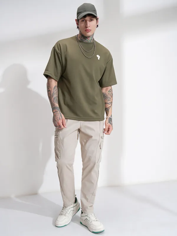 Highlander Men Grey Straight Fit Solid Cargos