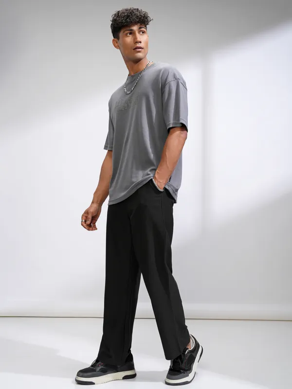 Highlander Men Black Straight Fit Solid Casual Trouser