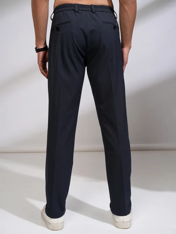 Highlander Men Navy Blue Relaxed Fit Solid Casual Trouser