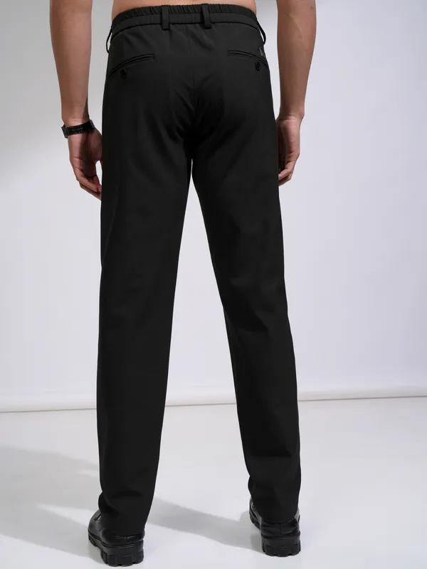 Highlander Men Black Relaxed Fit Solid Casual Trouser