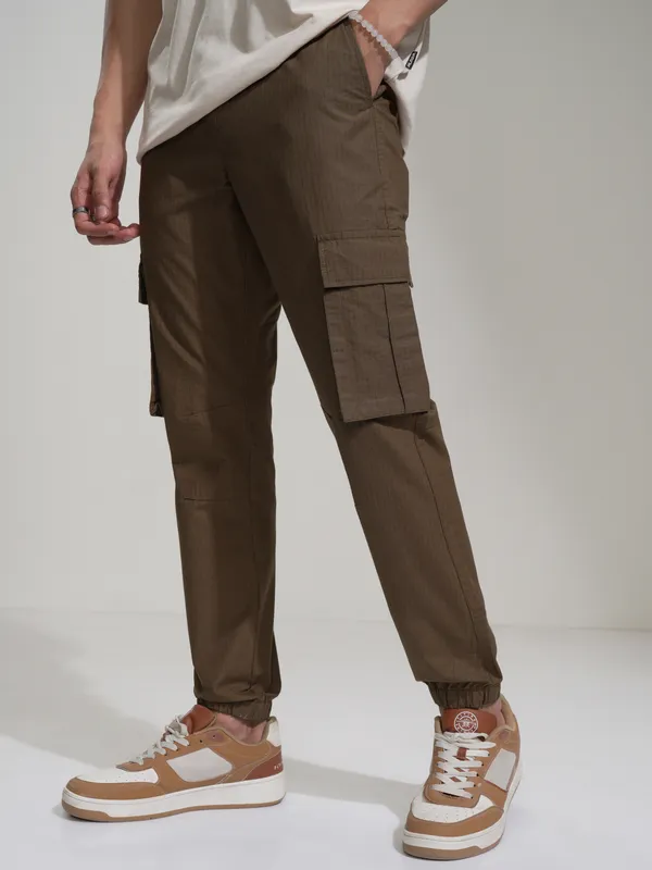 Highlander Men Brown Slim Fit Solid Joggers