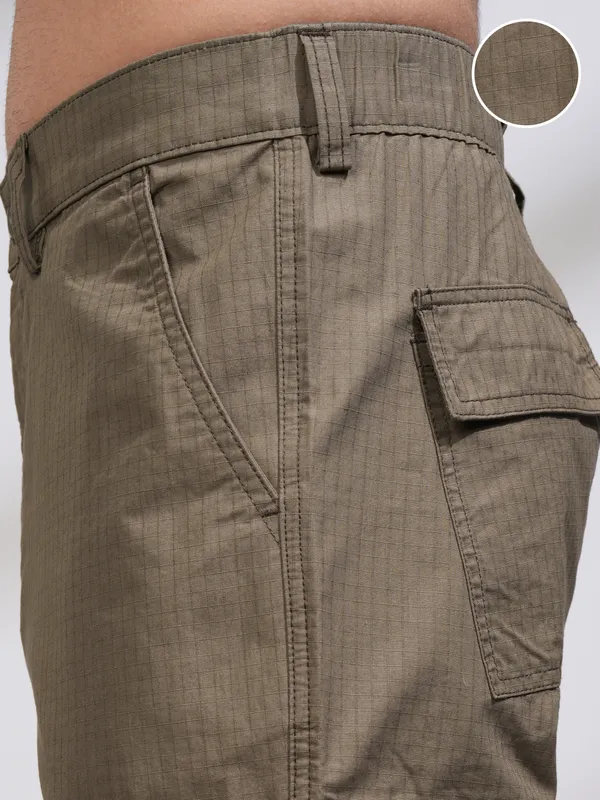 Highlander Men Grey Regular Fit Solid Cargos