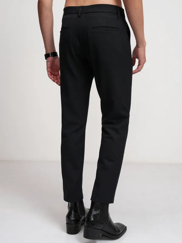Highlander Men Navy Blue Slim Fit Solid Formal Trouser