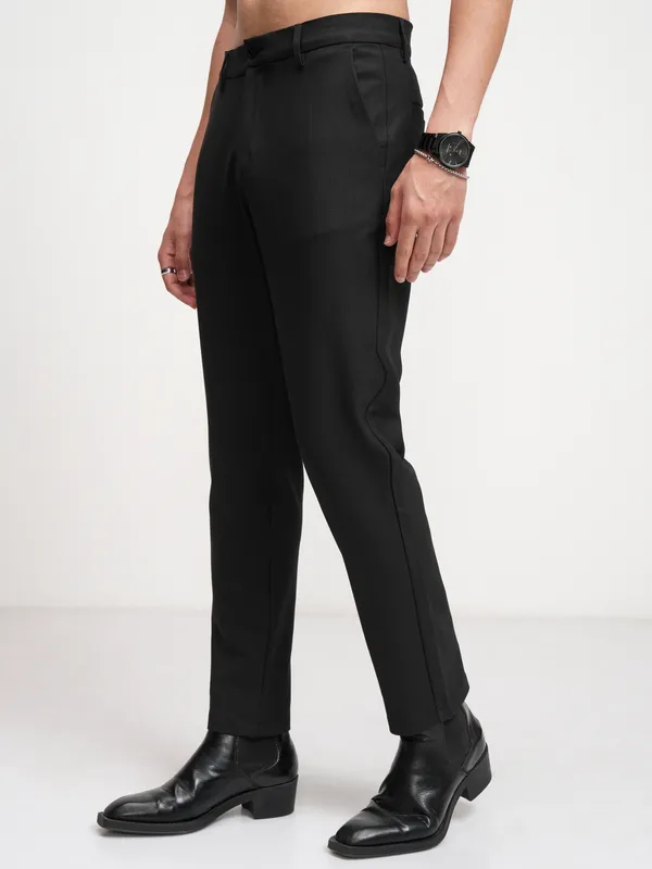 Highlander Men Black Slim Fit Solid Formal Trouser