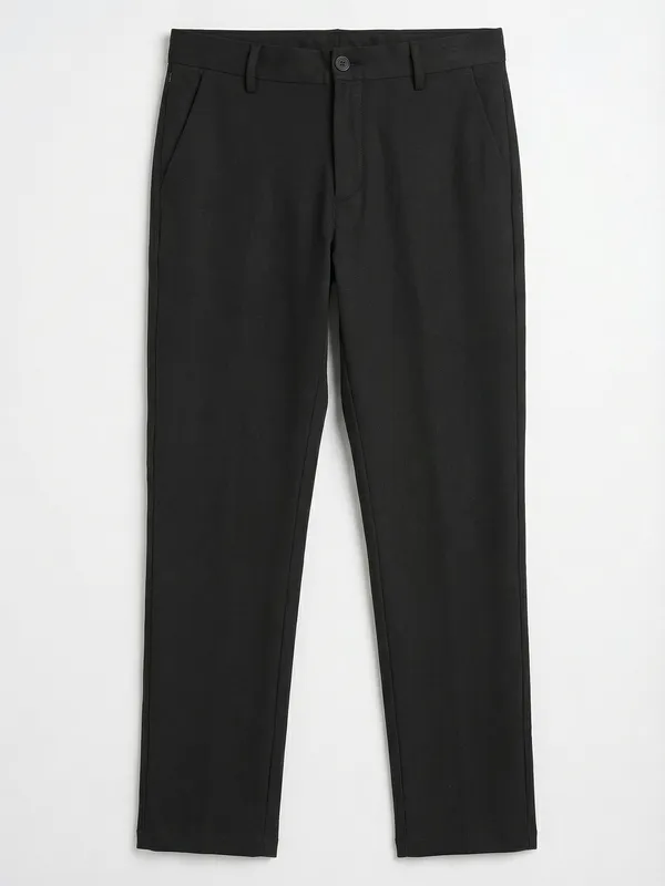 Highlander Men Black Slim Fit Solid Formal Trouser
