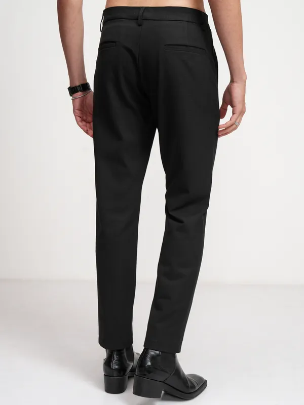 Highlander Men Black Slim Fit Solid Formal Trouser