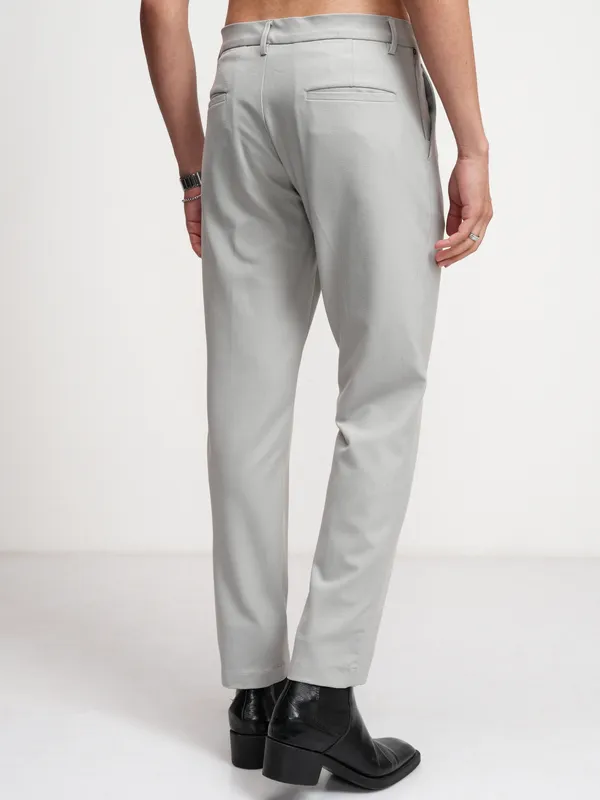 Highlander Men Grey Slim Fit Solid Formal Trouser