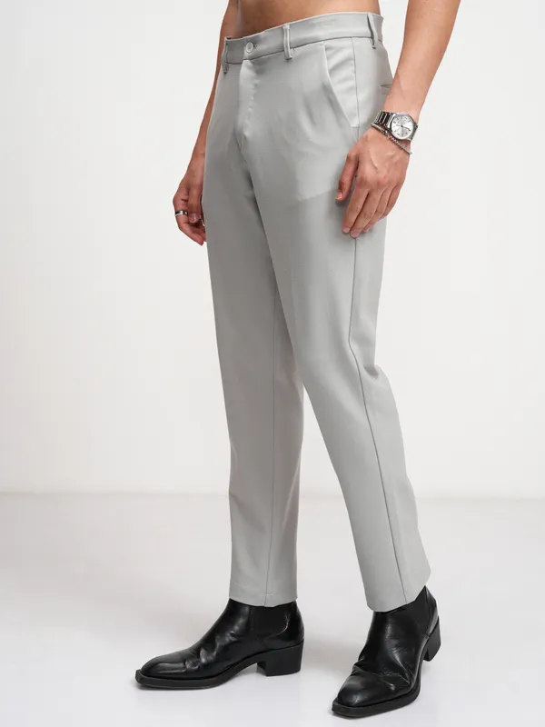 Highlander Men Grey Slim Fit Solid Formal Trouser