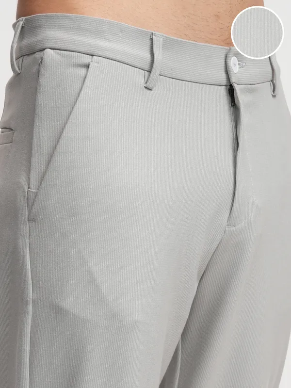 Highlander Men Grey Slim Fit Solid Formal Trouser